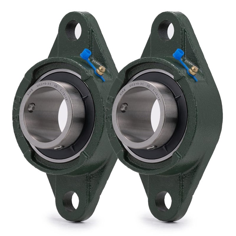Xike 2 Pcs UCFL210-31 Bore 1-15/16" Pillow Block Flange Mounted Ball Bearings, Solid Cast Iron Base and Self Aligning Chrome Steel Sealed Bearings. - Image 1